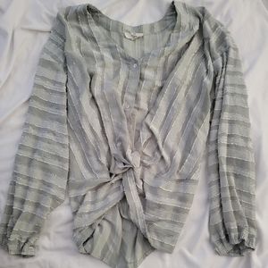 Entro Striped Green Crop Top with Front Twist
